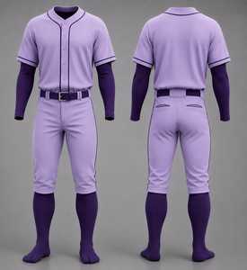 Ensemble uniforme de baseball pour hommes, maillot violet à manches courtes, pantalon avec ceinture, polyester respirant, couleur unie, vêtements d'équipe toutes saisons - Product Image 1