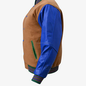 Vestes de baseball décontractées et ajustées en laine pour hommes avec manches boutonnées en cuir Veste de baseball universitaire pour hommes OEM - Product Image 3