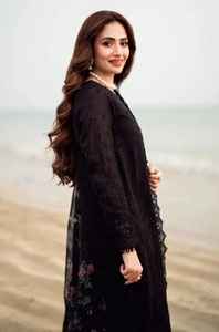 Salwar Kameez de Algodón de Diseñador Pakistaní Más Vendido, Última Colección Eid en Oferta, Ropa Festiva Informal para Mujer, Encaje Natural - Product Image 3