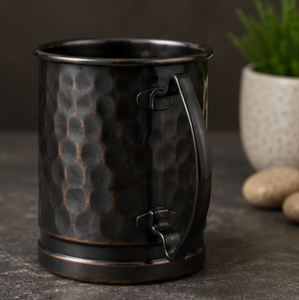 Baron Noir Heavy Duty Hammered Copper Drinkware with Handle Vintage Design Eco Friendly Reusable Drinkware for Home Use - Product Image 2