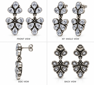 Retro Oxidized Silver Zircon Gemstone Dangle Earrings | Artificial Fashion <b>Jewellery</b> Wholesale <b>Bulk</b> | Direct Factory Manufacture - Product Image 6