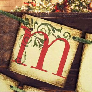 Merry <b>Christmas</b> Banner Rustic Vintage Style Holiday Garland Hanging <b>Bunting</b> <b>Christmas</b> Tree Party Decoration - Product Image 5