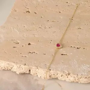 Pulsera Vintage con Halo de Diamantes Cultivados en Laboratorio de 2 Quilates con Corte Corazón para Mujer, Plata de Ley Chapada en Oro, Certificada por IGI - Product Image 2