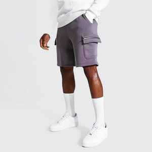 Nouveau short de jogging décontracté pour homme, bleu marine, 100 % coton, style streetwear d'été, avec poches cargo, teint uni, en promotion - Product Image 3
