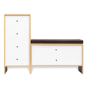 Meuble à chaussures modulaire Trudo en bois d'ingénierie Saleem International (10 paires + 12 paires avec siège), blanc - Product Image 6