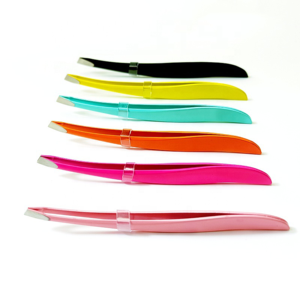 6PCS High Quality Stainless Steel Slant Tip Eyebrow Tweezers Set Custom Colors Private Label Beauty Grooming Tools OEM - Product Image 1