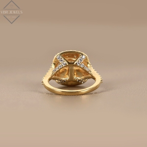 Anillo de Diamantes de Lujo con Halo Redondo en Oro Amarillo, Joyería de Compromiso para Mujer, Regalo de Aniversario - Product Image 4