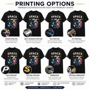 T-shirt noir pour homme à manches longues, col rond, coupe ample, décontracté, 100% coton tricoté 180g, respirant, imprimé astronaute Space Society - Product Image 6