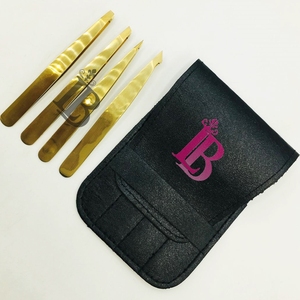 Juego de Pinzas para Cejas con Punta Plana y Recubrimiento Dorado, Kit de Belleza de Precisión, Bolsa Ecológica Personalizable, Se Acepta Logotipo Privado - Product Image 4