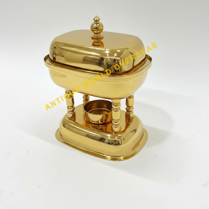 Support de chauffe-plat rectangulaire de luxe en acier inoxydable noir poli, antiadhésif et durable, avec couvercle, pour buffet, design arabe - Product Image 6