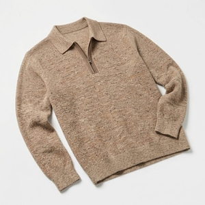 Pull col roulé de luxe pour homme, couleur unie, tricot épais à demi-zip, coupe ample, sweat-shirt d'hiver pour homme - Product Image 4