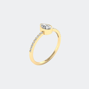 แหวนมินิมอลลิสต์ทรงลูกแพร์ 0.45 กะรัต ฝังเพชรแบบเพฟโซลิแทร์ - Product Image 4