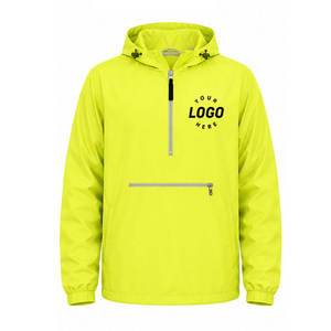 Custom <b>Men's</b> Hooded <b>Half</b> <b>Zip</b> Windbreaker <b>Jacket</b> Lightweight Waterproof Windproof Pullover OEM Logo Outdoor Wholesale - Product Image 1
