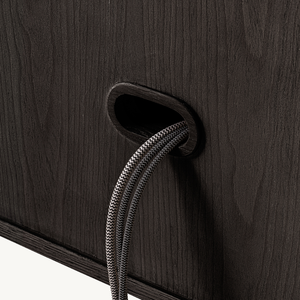 Buffet moderne de luxe à 4 portes cannelées en teck massif, finition foncée élégante, avec gestion des câbles - Product Image 4