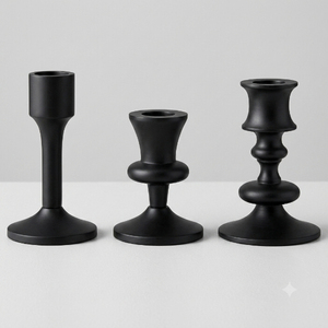 Elegant <b>Black</b> Iron <b>Candlestick</b> Holder Set of 2 Durable Home Event Parties Tableware Decoration Metal Candle Holders - Product Image 5