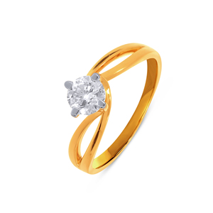 แหวนเพชรเม็ดเดี่ยวทรงกลมคลาสสิกทองคำขาว 18K  แหวนเพชรเม็ดเดี่ยวทรงกลมเจียระไนแบบบริลเลียนท์ในทองคำขาว 14K 18K ดีไซน์หรูหราแบบแยกก้าน - Product Image 1