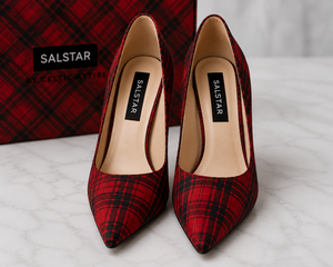 Scottish <b>Red</b> Special Tartan Women Wedding High <b>Heel</b> Pumps Elegant Stiletto Shoes Custom Design Wholesale Supplier - Product Image 2