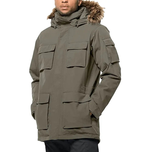 High Street Men's Coated Canvas Polyester High Quality Full Zip Windbreaker Custom Logo Waterproof <b>Rain</b> <b>Jacket</b> <b>Long</b> Sleeve - Product Image 1
