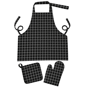 Delantales de tela twill o zeen, delantal a cuadros con guante de horno y juego de protectores de ollas, ropa de cocina - Product Image 2