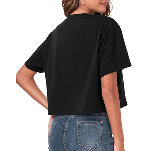 เสื้อยืดโอเวอร์ไซส์ทรงครอปสำหรับผู้หญิง เสื้อยืดผ้าฝ้ายทรงหลวมสไตล์สตรีทแวร์ เสื้อครอปสำหรับผู้หญิง ขายส่ง - Product Image 2