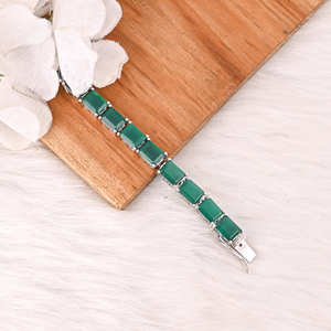 Premium Natural Green <b>Onyx</b> <b>Bracelet</b> in 925 Sterling Silver Handmade Luxury Jewelry Women & Men - Product Image 3
