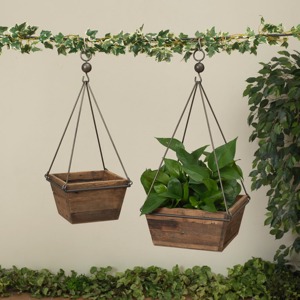 Pot à fleurs carré en bois rustique pour plantes vertes d'intérieur et d'extérieur - Product Image 3