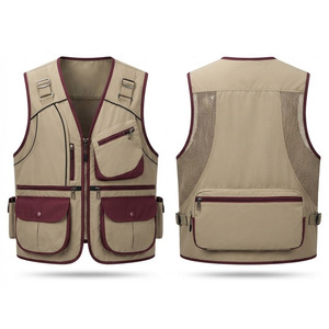 Gilet de pêche fonctionnel pour hommes, ajustement réglable, plusieurs poches frontales, léger, équipement de pêche en plein air, vêtements, vente en gros - Product Image 1