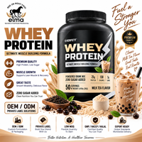 Concentré de protéines de lactosérum Elma Food 1KG Sans sucre ajouté 50 portions Formule de croissance musculaire BCAA Sans OGM Poudre de protéines
