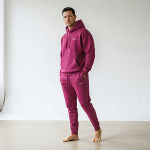 Survêtement décontracté pour homme de qualité supérieure, respirant, deux pièces, 100% coton, avec logo brodé personnalisable, design à capuche surdimensionné - Product Image 3