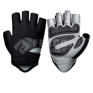 Leather Breathable Half Finger Workout Gym <b>Gloves</b> with Wrist Closure Support and Lace-<b>Up</b> Closure for Unisex Gym Training - Product Image 1