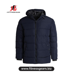 Chaqueta acolchada con capucha para hombre, a prueba de viento, informal de invierno, con relleno grueso de poliéster, cierre de cremallera. - Product Image 1