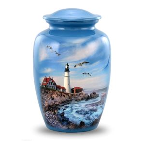 Urna Funeraria Lighthouse Urn Head, Urna de Cremación para Adultos, para Hombres y Mujeres, Color Azul Océano, Urnas Funerarias y Conmemorativas - Product Image 1