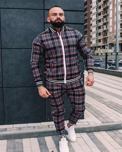Ensemble de survêtement sublimation en tissu imprimé pour hommes, tenue urbain avec ourlet et manchette à fermeture éclair, nouvelle mode, 2 pièces - Product Image 6