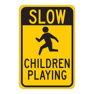Panneau de signalisation pliable haute visibilité Brady SLOW pour enfants en train de jouer, panneau d'avertissement extérieur pour écoles et terrains de jeux - Product Image 1