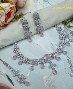 Ensemble de collier à thème floral en zircon cubique, bijoux de créateur de luxe pour soirée, ensemble de mariage traditionnel, bijoux de mode plaqués argent - Product Image 4