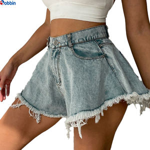 Pantalones Cortos de Mezclilla para Mujer, Talla Grande, Nuevos, Casuales de Verano, Color Azul Claro, con Cierre, Pierna Ancha - Product Image 5