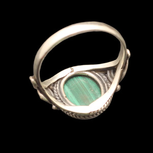 Natural Green Malachite Oval Silver Plated <b>Statement</b> <b>Ring</b> Handmade Gemstone Jewelry Wholesale - Product Image 4