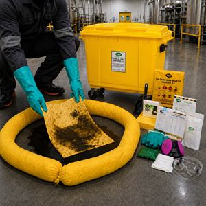 Chemical Spill Response Kit 660L Wheelie Bin Yellow Hazmat Absorbent Pads Socks Gloves - Product Image 4