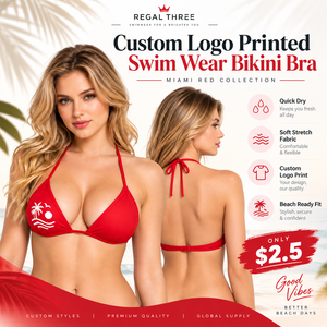 Sujetador de bikini al por mayor para mujer, con cuello halter y estampado, ligero, para playa, baño, personalizado, para piscina - Product Image 1