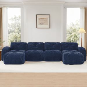 Canapé Mova en forme de U, design capitonné sans structure, avec base en mousse haute densité 32D, aucun assemblage requis, combinaison libre pour salon - Product Image 3
