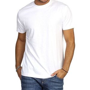 Men's <b>White</b> 100% Cotton T-Shirt Short Sleeve O-Neck Regular Fit Casual Solid Jersey Knitted Blank Design Quick Dry Breathable - Product Image 1