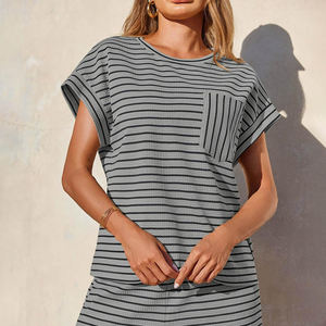 Ensemble décontracté 2 pièces pour femme : T-shirt et short en coton – Nouvelle collection tendance - Product Image 5