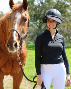 Camiseta de equitación ligera para mujer, tela elástica y transpirable, manga larga, para entrenamiento de equitación. - Product Image 4