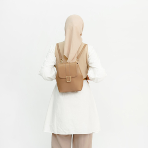 Women's Fashion Waterproof Square <b>Backpack</b> Synthetic <b>Leather</b> Authentic Lining Drill Buckle Closure <b>Large</b> Capacity Daily Use - Product Image 4