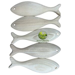 Decoración de Peces de Madera Pintados a Mano de 15 cm, Manualidades DIY, Adorno de Peces de Madera de Fresno Natural, Decoración del Hogar de Estilo Japonés - Product Image 3