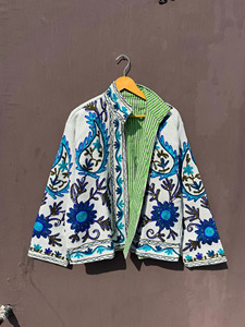 2026 Hot Selling Handcrafted Traditional Indian Artisanal White Quilted Cotton <b>Jacket</b> For <b>Women</b> Bohemian Style Outerwear - Product Image 3