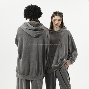 Sweat à capuche surdimensionné de marque de créateur en éponge française vintage lavée pour hommes Streetwear brodé sur mesure pour l'hiver - Product Image 2