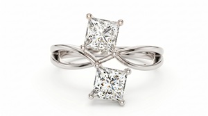 Anillo de Compromiso con Diamantes de Corte Princesa para Mujer, Diamantes Cultivados en Laboratorio - Product Image 2