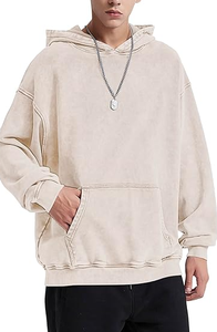 High-Grade Oversized <b>Drop</b> Shoulder Vintage Retro <b>Acid</b> Wash 100% Cotton 480 GSM Pullover Men's Hoodies Streetwear Hip Hop Fashion - Product Image 5