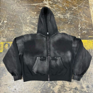 Sweat-shirt personnalisé pour homme, Hoodie épais 420 g/m², effet vieilli, coupe oversize, uni, délavé à l'acide, style vintage, effet déchiré en denim - Product Image 6